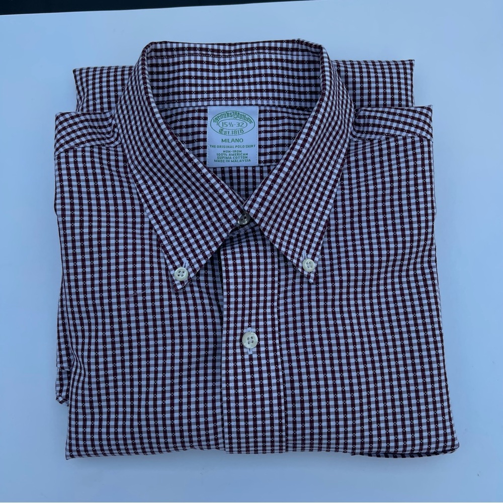 Men's Milano Button-Down Check Shirt in Burgundy/White size M